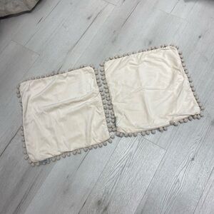 Elegant Cream Pom-Pom Pillow Covers